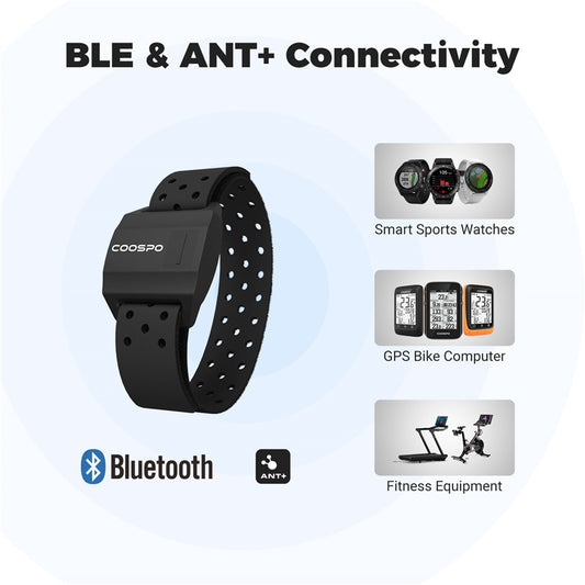 CooSpo Bluetooth & ANT+ Garmin Wahoo & Peloton Compatible Optical Heart Rate Monitor Armband